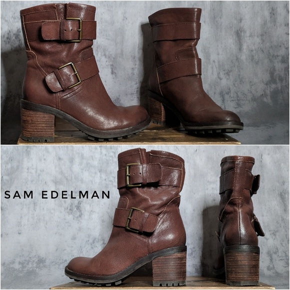 Sam Edelman Troy Leather Moto Boots 